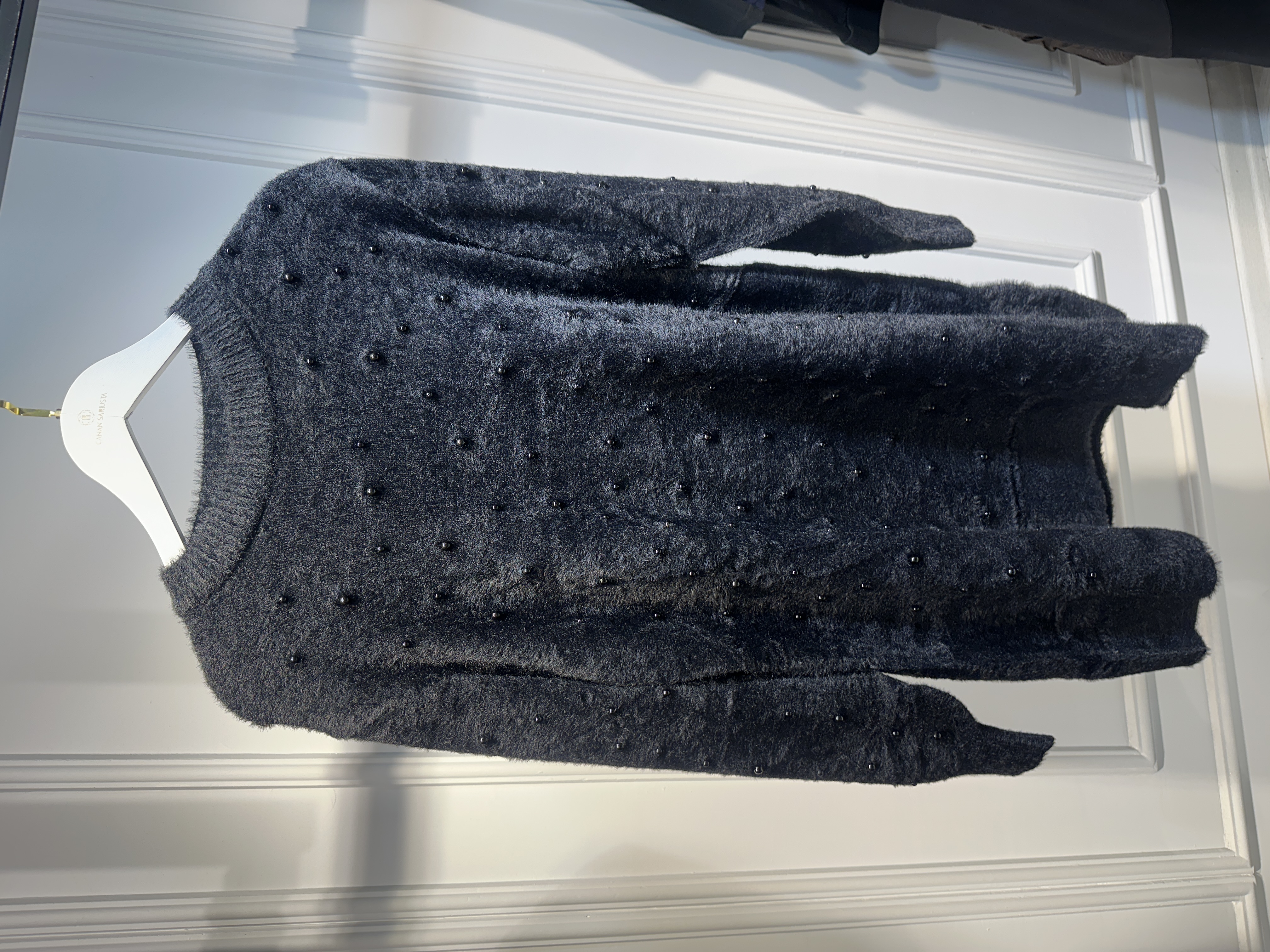 ANGORA İNCİLİ KAZAK SİYAH