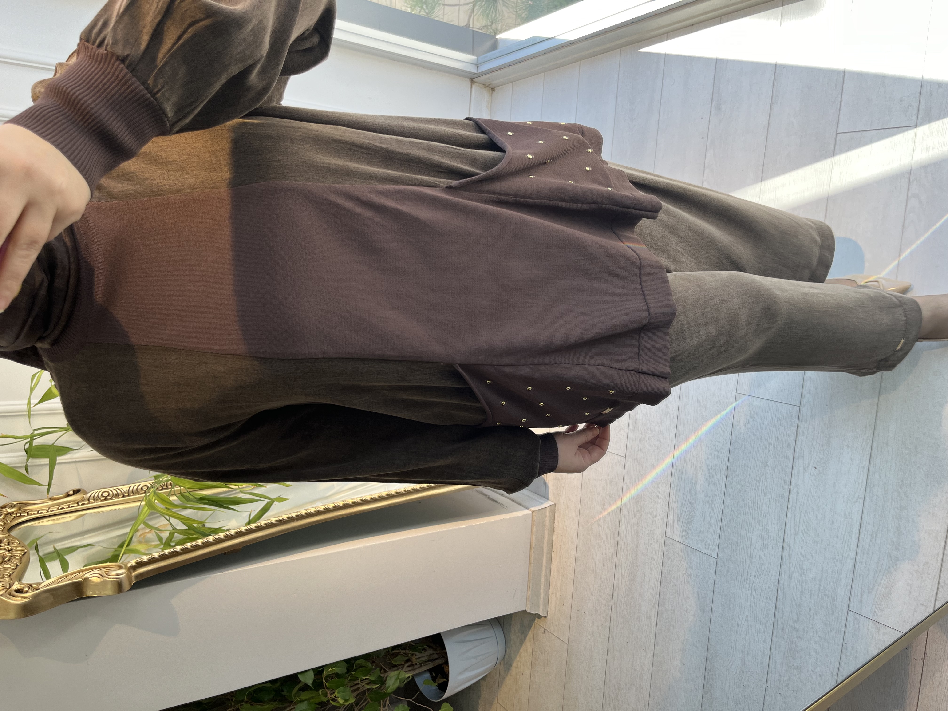 Cepleri droplu tunik Kahverengi