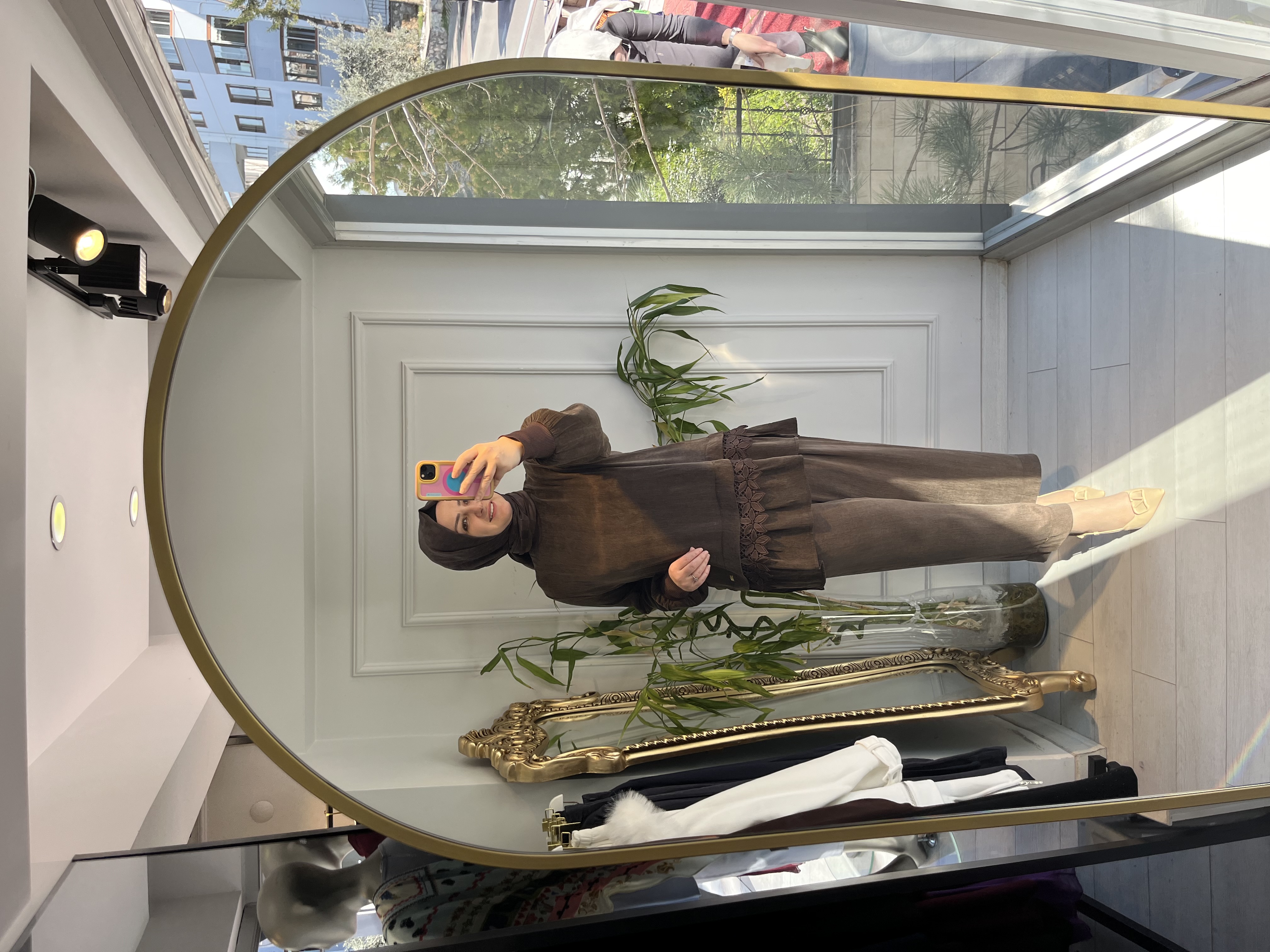 ETEK UCU ALLER DANTELLİ KAHVE TUNİK