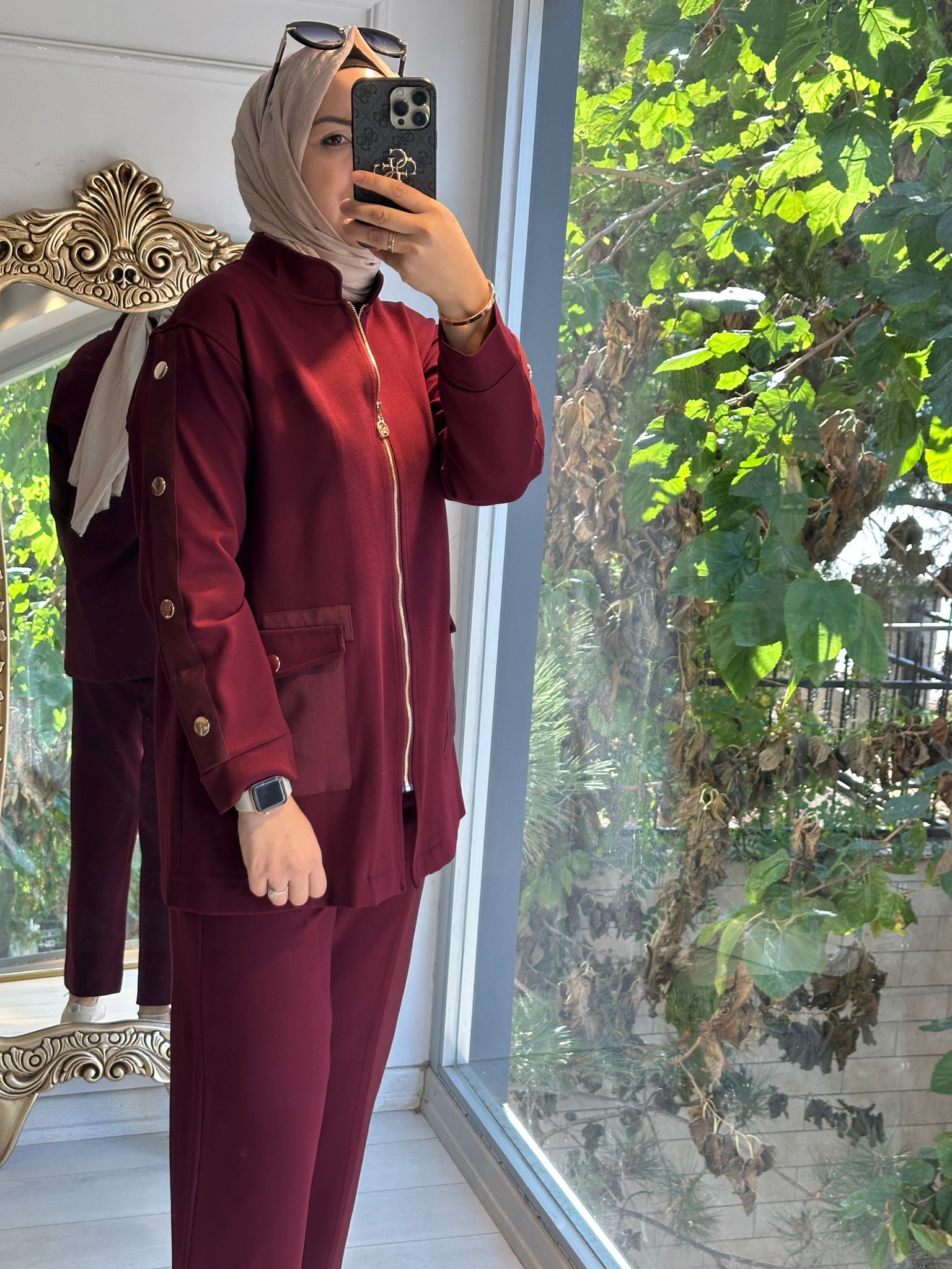 Kolları çıtçıt hakim yaka ceket Bordo
