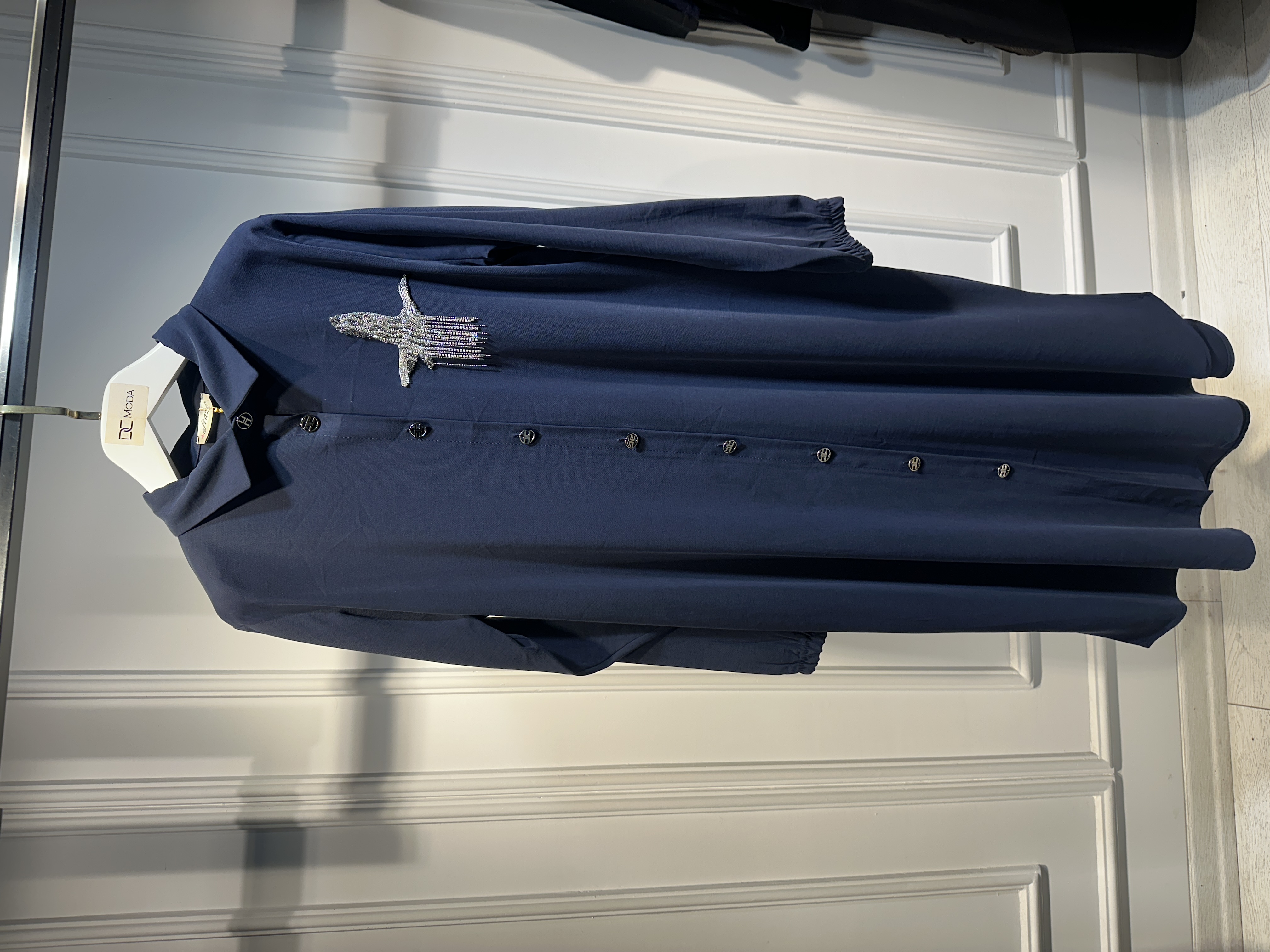 KUŞLU UZUN GÖMLEK LACİVERT