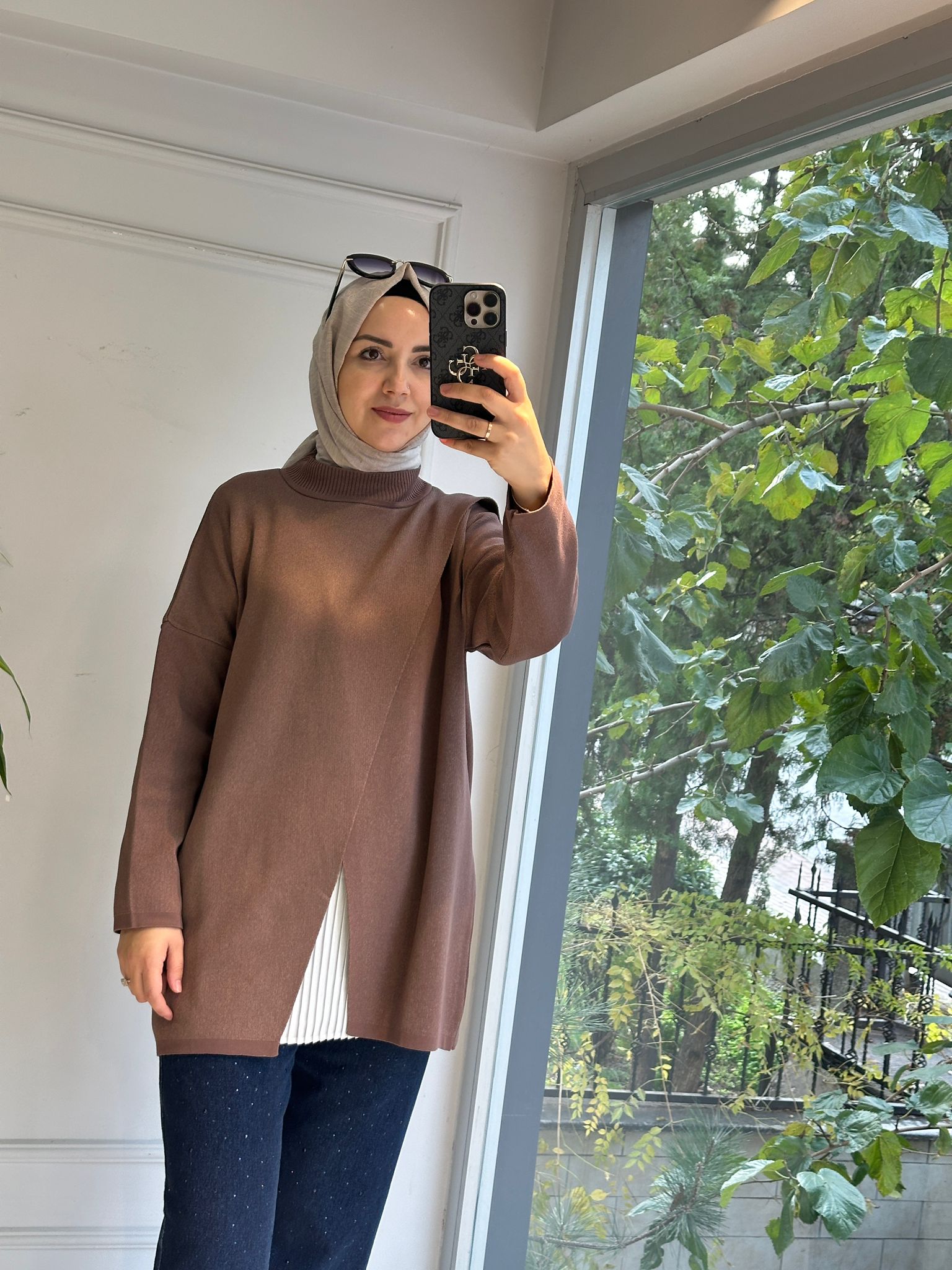 MAKAS TRİKO TUNİK KAHVE