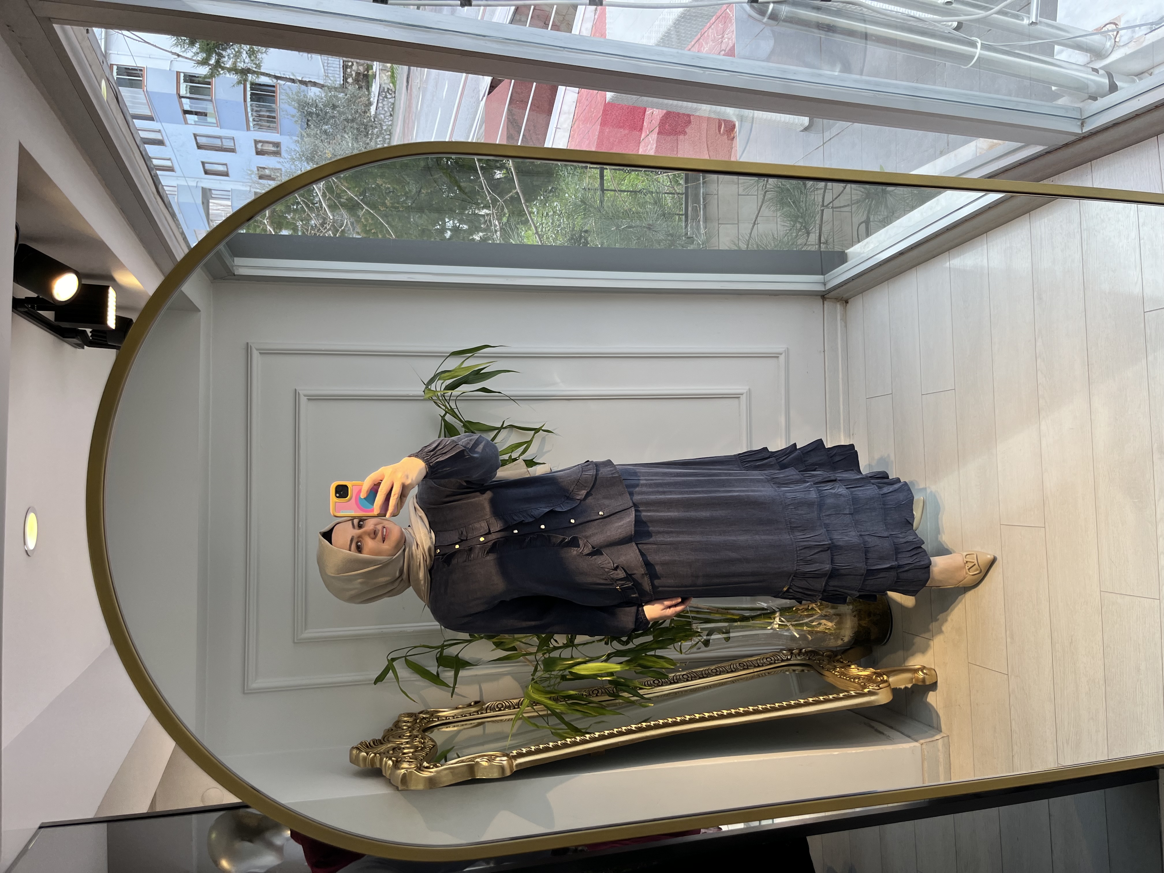 Ön fırfırlı cupra gömlek  Lacivert