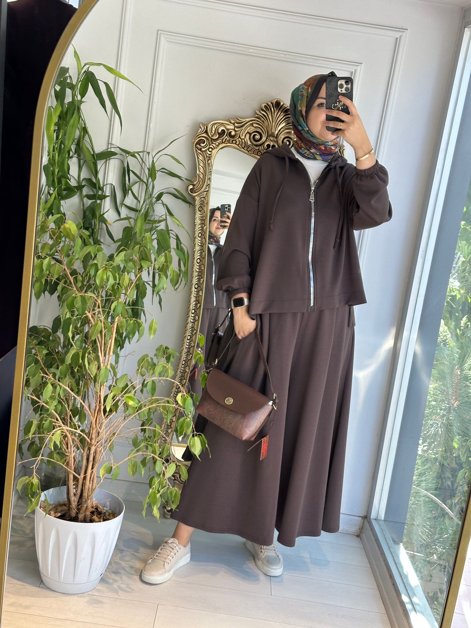 Oysho Önden fermuarlı kahve takım