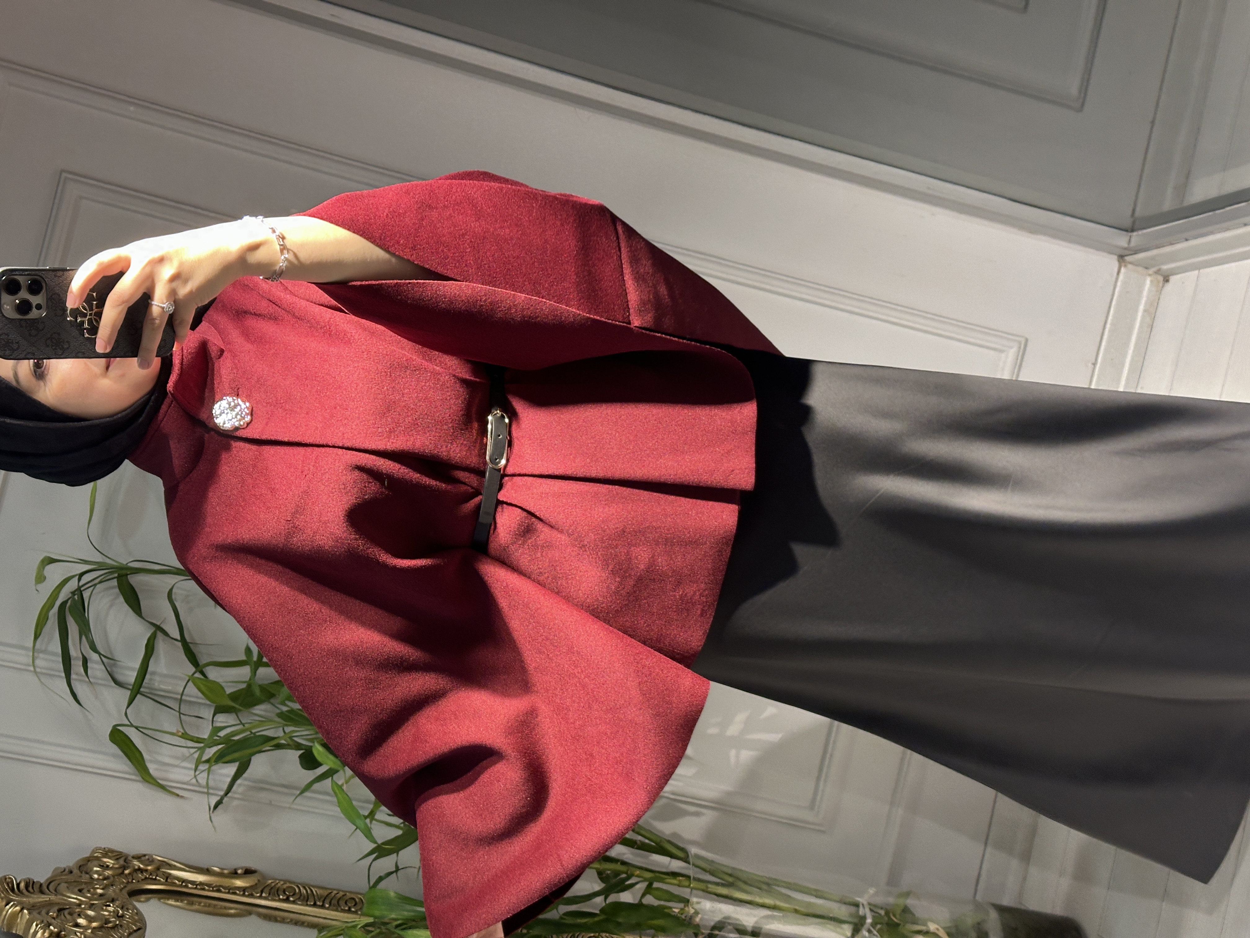 Pelerin kaşe kısa ceket Bordo