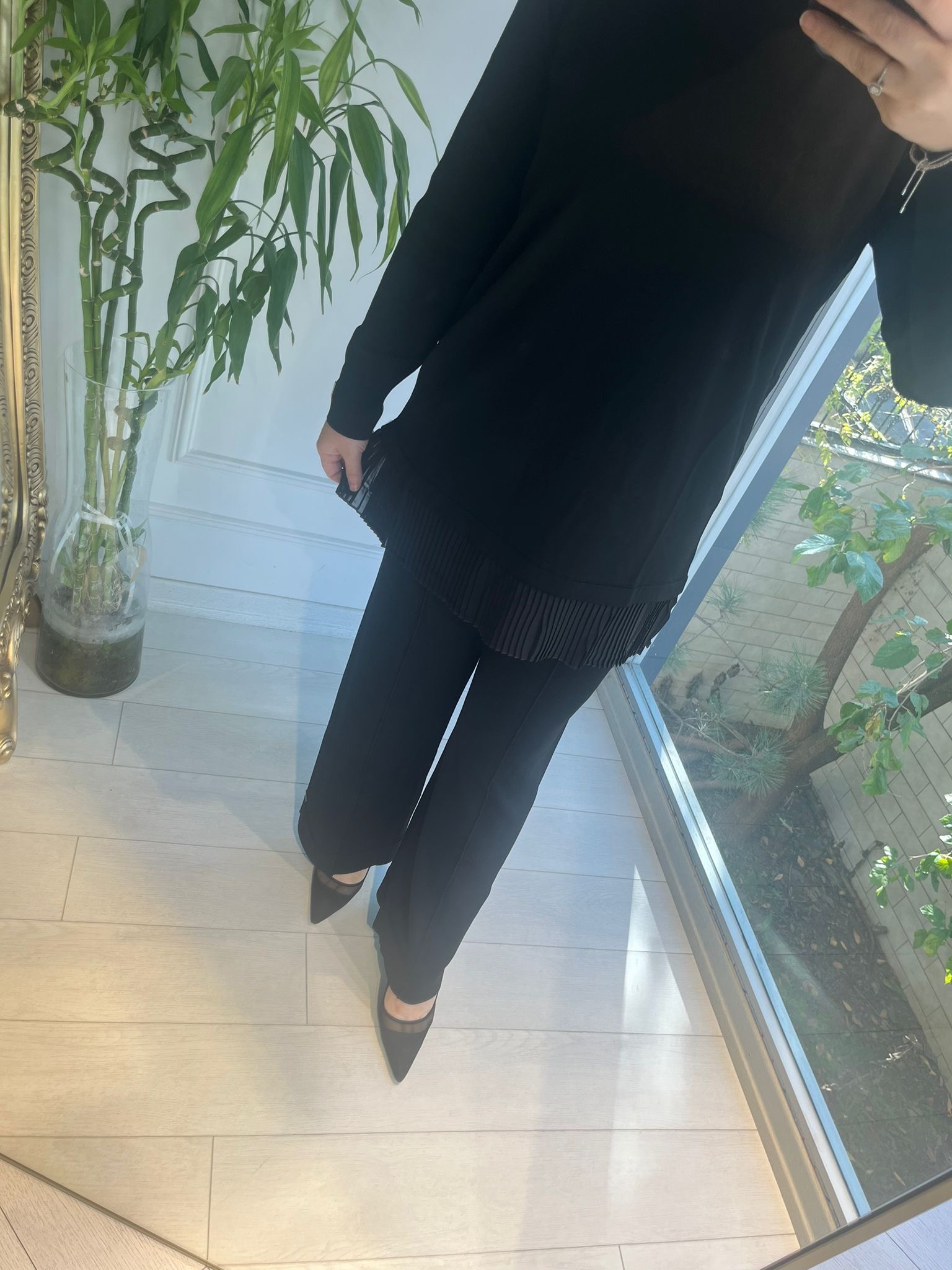 SİYAH ÖNÜ NERVÜRLÜ MERSERİZE PANT SİYAH