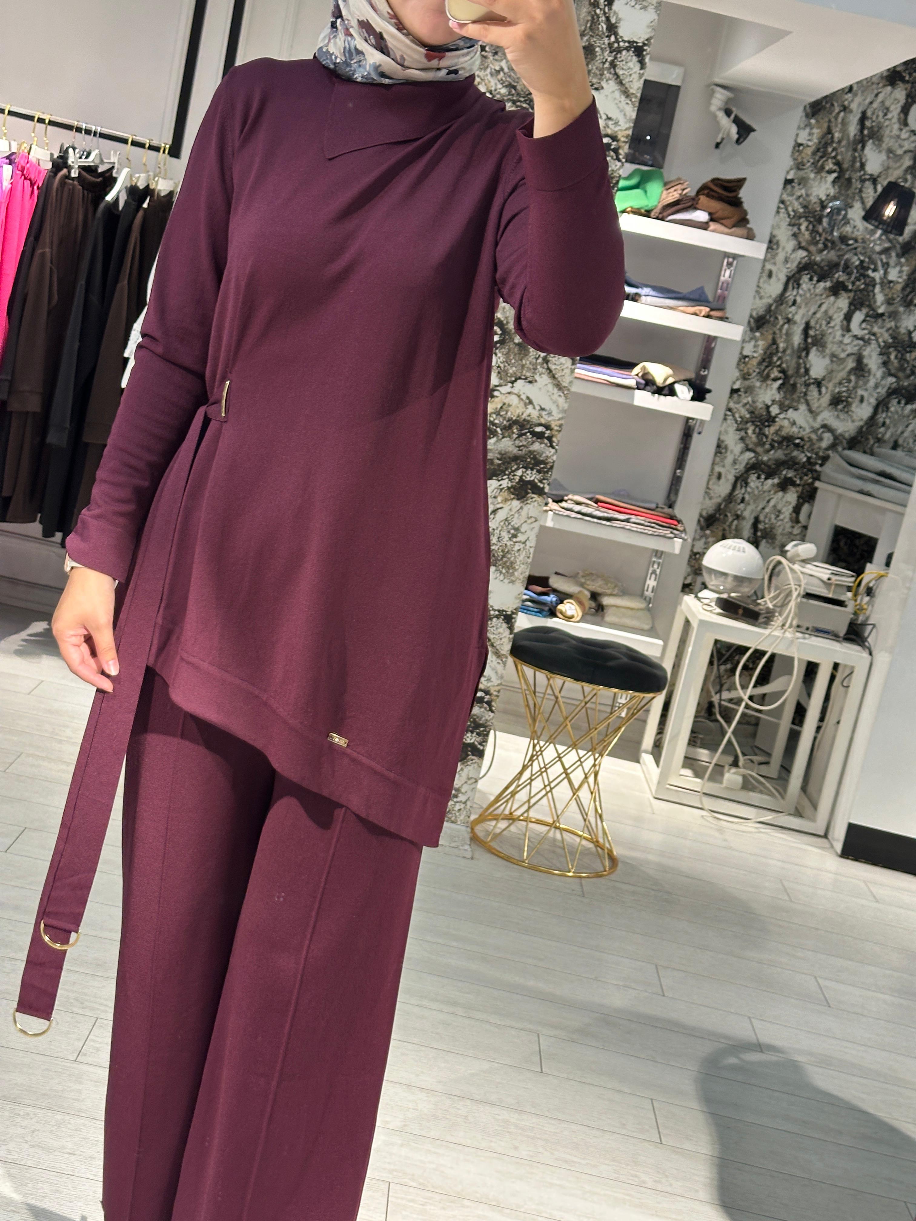 Yandan Bağlanalı Bordo Tunik